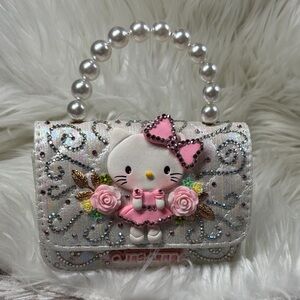 Hand Crafted Pink and White Crossbody Bag